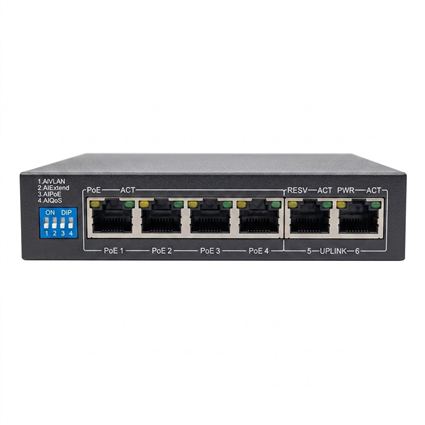 Switch PoE 4 Cổng V-AI106 Fast Ethernet 2 Uplink