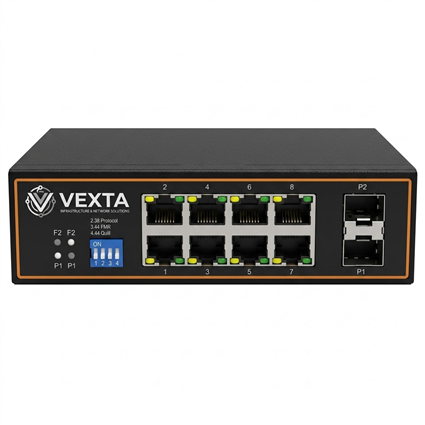 Switch PoE Công Nghiệp V-IS108GP-2F 8 Cổng Gigabit 2 Cổng Quang SFP